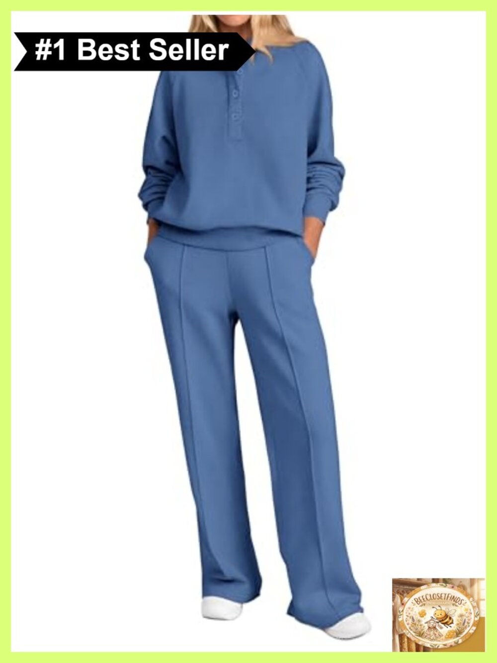 PRETTYGARDEN Women 2 Piece Sweatsuit Lounge Set Quarter Button Wide Leg